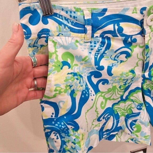 Lilly Pulitzer The Callahan Short Crystal Coast White Green Blue Seahorse Size 4 - Picture 8 of 10